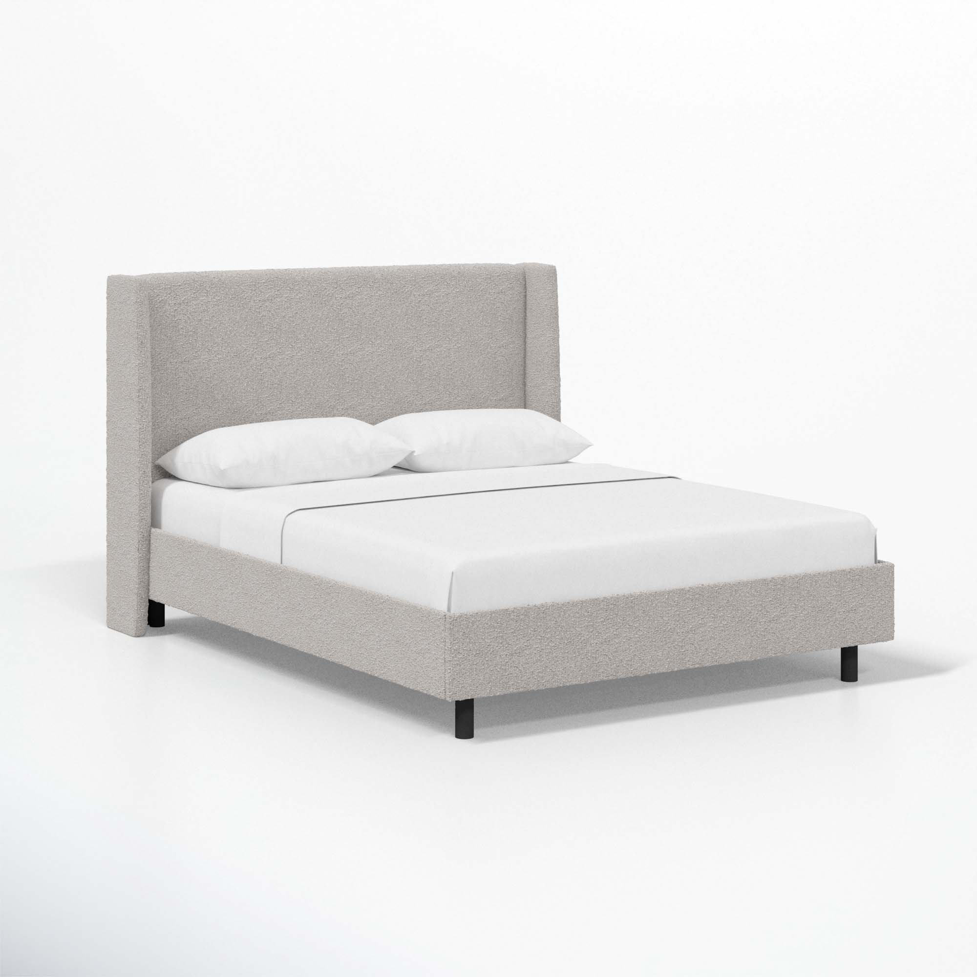 Tilly Upholstered Low Profile Platform Bed, Classic Elephant Boucle, King