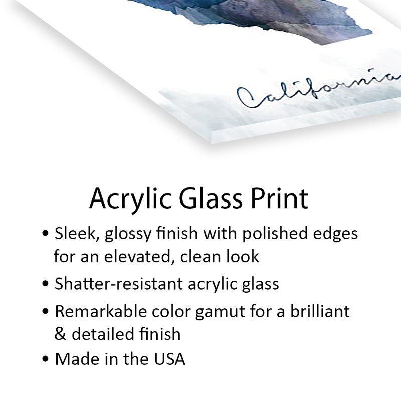 Impression californienne californienne sur verre acrylique, H 24 po x l 16 po x P 0,25 po