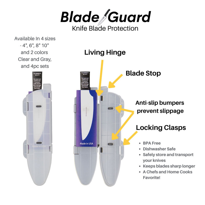 Blade Guard Secure Knife Blade Edge Protection Cover, Sheath 4PK Set, Orange