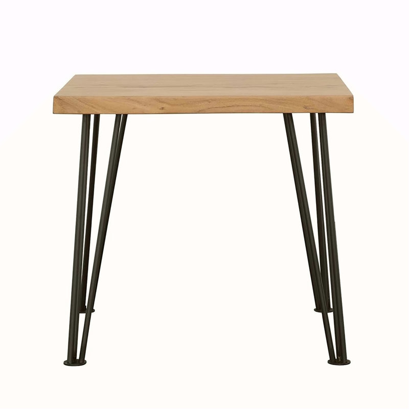 Table de bout naturelle et noire matte avec pieds en épingle à cheveux