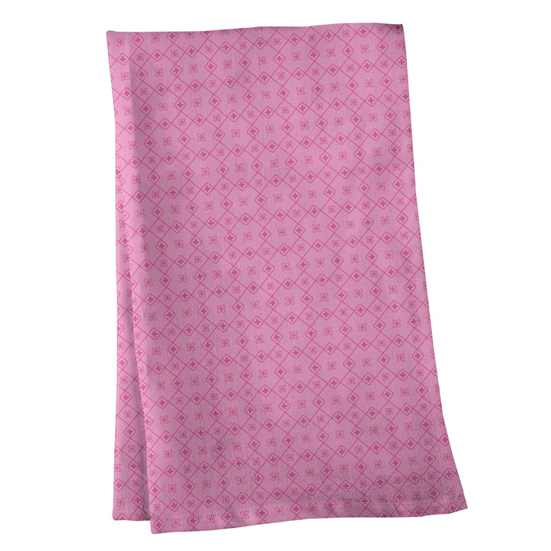 Serviette de thé à motif napperon monochrome, Sergé de coton, Rose clair