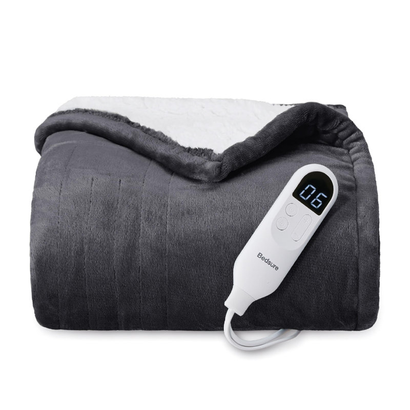 Couverture chauffante pour l'hiver, couverture électrique en flanelle douce avec 4 réglages de temps, 6 réglages de chauffage
