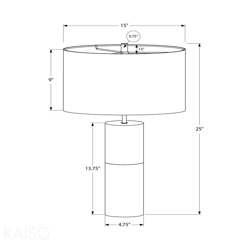 Lighting, H 25 po, lampe de table, béton noir, abat-jour noir, contemporain