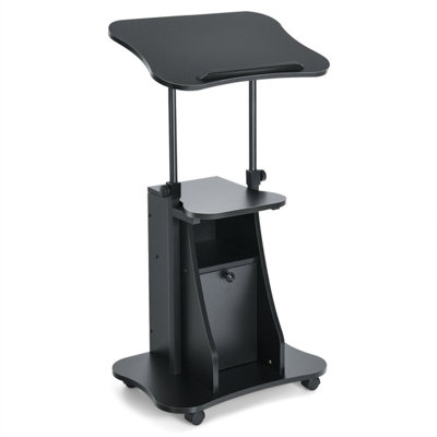 Adjustable Mobile Standing Desk Cart With Tilt Desktop And Cabinet -  ERTCHUE RIED, ComDesk-11