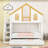 Wood Bunk Bed with Roof and Staircase and Trundle-143910166