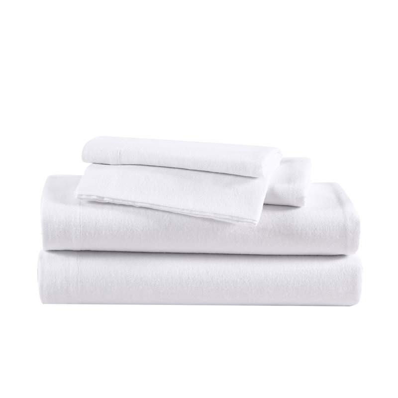 Ensemble de draps en flanelle de coton Eddie Bauer, Ensemble de draps pour grand lit, Blanc