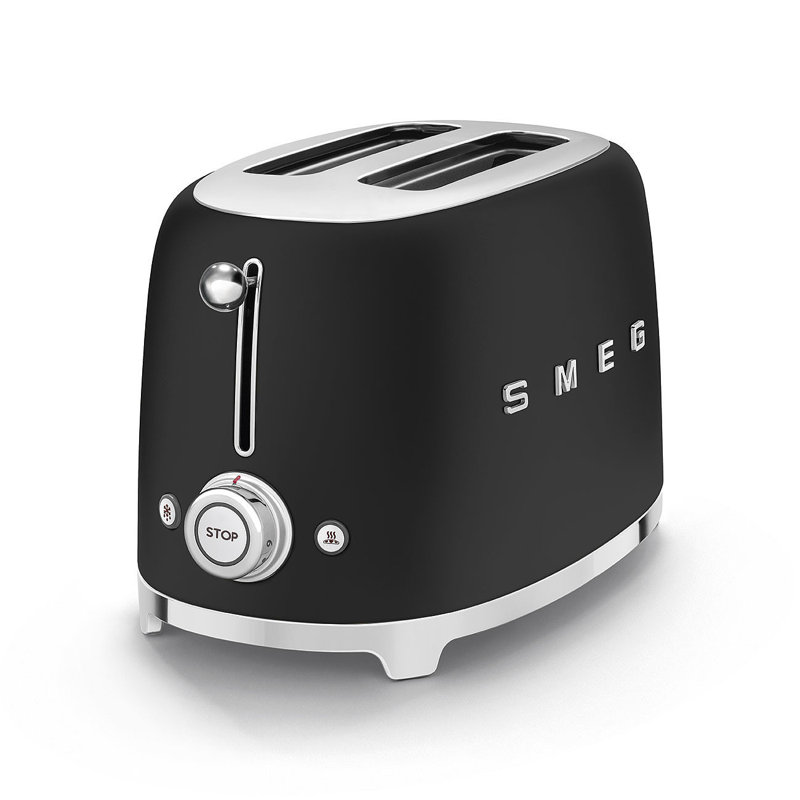 50's Retro Style Aesthetic 2 Slice Toaster in Matte Black, Matte Black