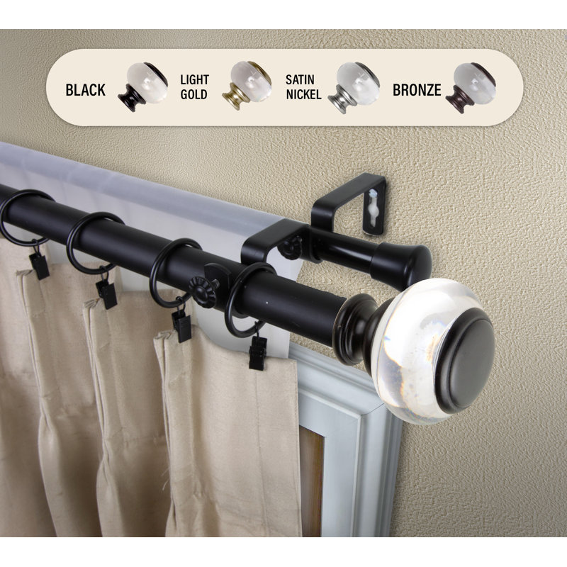 Tringle à rideaux simple réglable 1 po Lorna, H 2,5 po x l 240 po x P 3,63 po, Noir