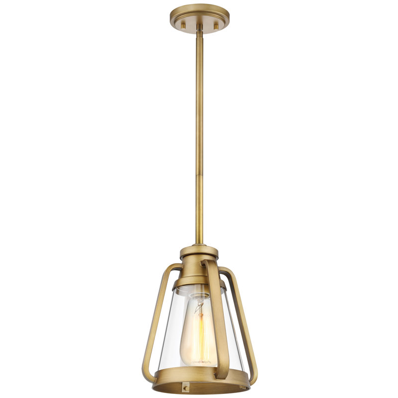 Iola 1 - Light Single Pendant, 9" H x 7.13" W x 7.13" D, Natural Brass