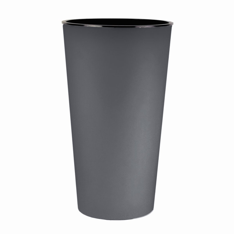 23" H Cascade Tall Round Plastic Planter, Warm Gray