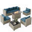 Ensemble de conversation de patio 8 pièces avec foyer, table basse et coussins-517124992