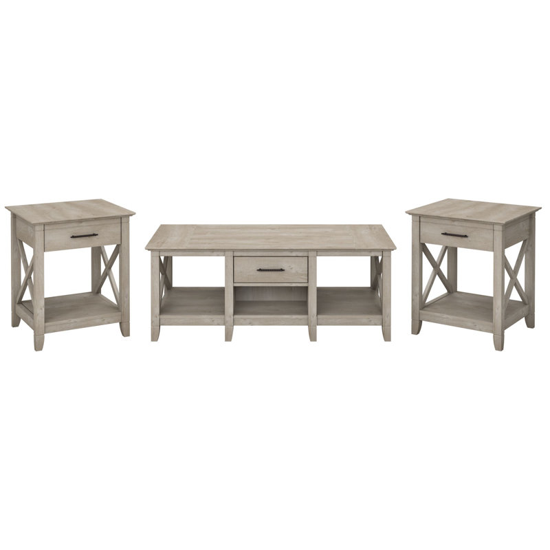 Ensemble de tables basses 3 pièces Huckins, Gris délavé