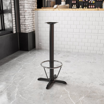 Table de restaurant 22 po x 22 po avec base en X et colonne de 3 po de hauteur
