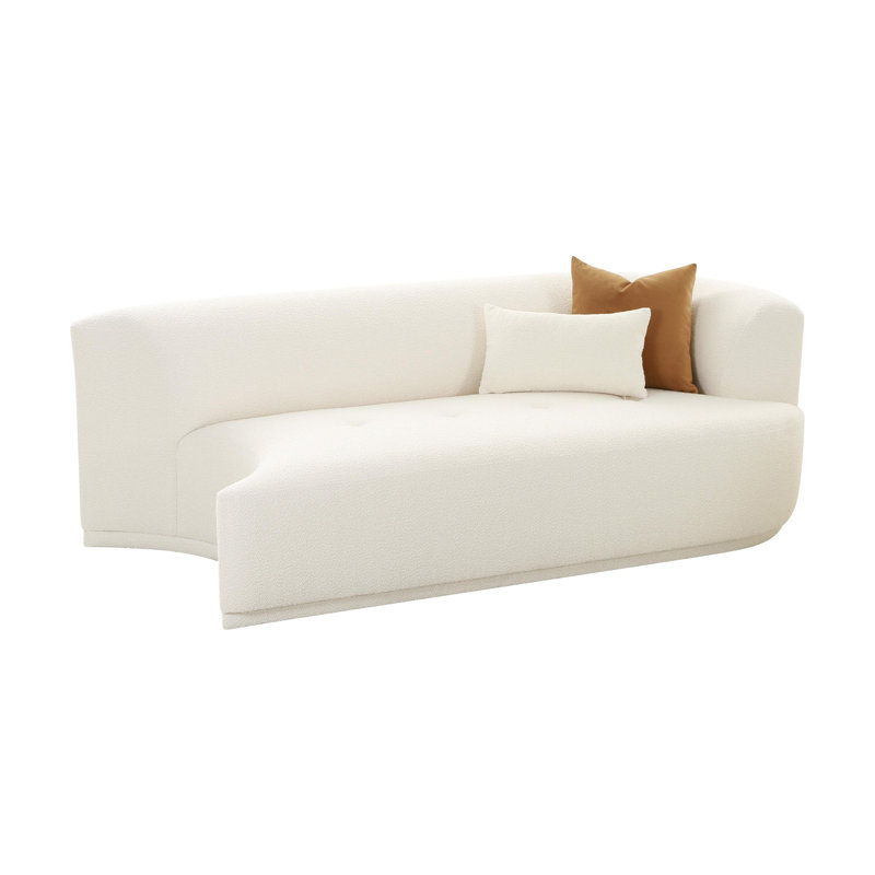 Cloteen Velvet Sofa, Cream Boucle