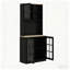 Grande armoire de rangement autoportante avec rangement pour garde-manger, grandes portes en verre et tablettes réglables pour la salle à manger-1778939094