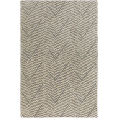 Tapis gris anthracite / taupe en laine touffeté à la main Chevron