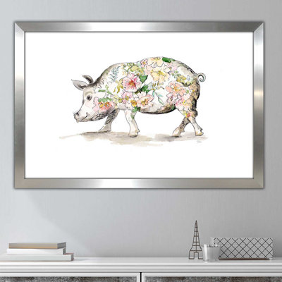 «Happy Little Pig», reproduction d'art sur toile encadrée