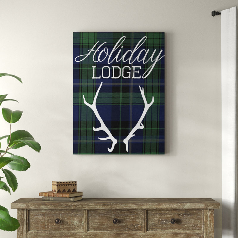 «Holiday Lodge Christmas Antler» par Daphne Polselli, reproduction d'art textuel sur toile, H 40 po x l 30 po x 1,5 po