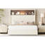 Structure de lit double capitonnée en velours pleine grandeur avec port USB et veilleuse, tête de lit haute 52 po avec décoration de rivet, lit plateforme à oreilles avec tablette de tête de lit-1956009417-1956009415