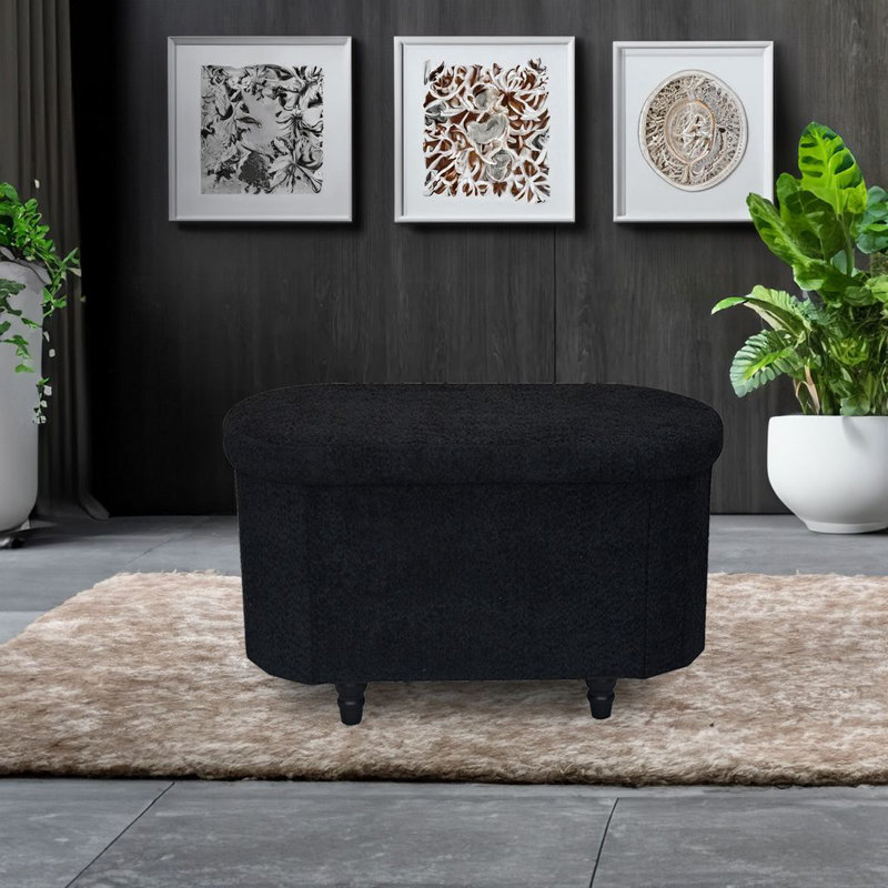  Banc de repose-pieds avec rangement 30 "Boucle, Boucle en polyester noir