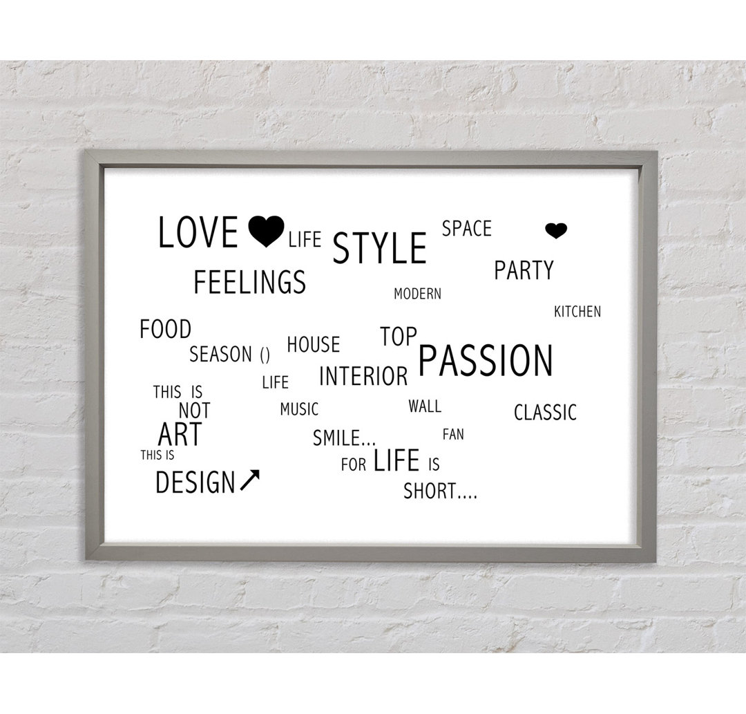 Love Life White - Einzelner Bilderrahmen Typografie auf Leinwand