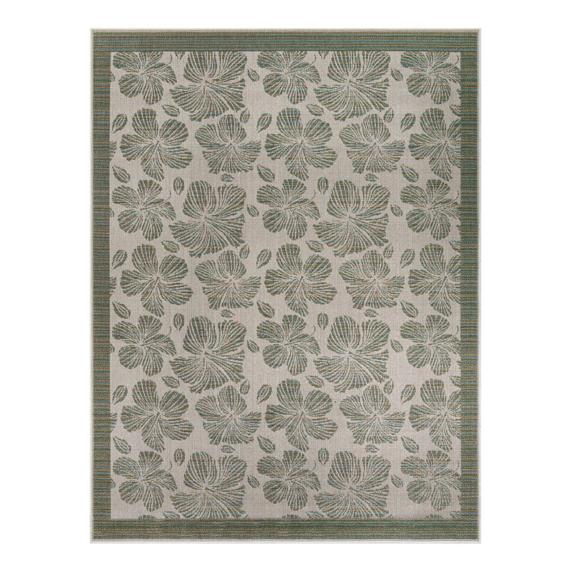 Floral Indoor / Outdoor Rug, Rectangle 7'10" x 10'