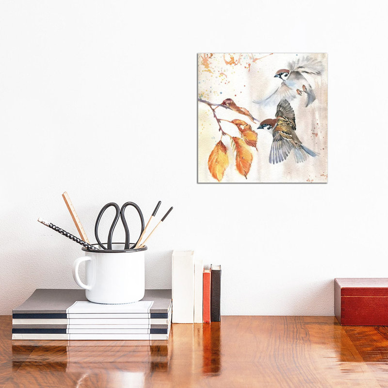 Sparrows III by Marina Ignatova - Wrapped Canvas Painting, 30.48 cm H x 30.48 cm W