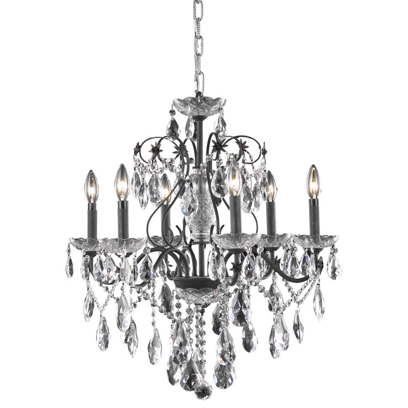 Lustre classique / traditionnel à 6 lumières de style bougie Dagmar, Coupe royale