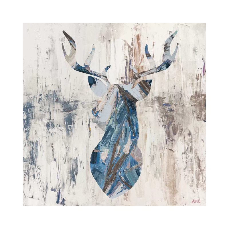 «Blue Rhizome Deer Bust», giclée sur toile tendue avec châssis, H 48 po x l 48 po