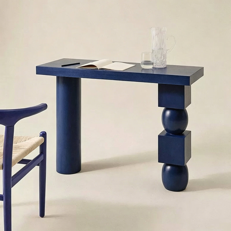 Table d'entrée Mid-Century, H 31,5 po x l 63 po x P 11,8 po, Marine