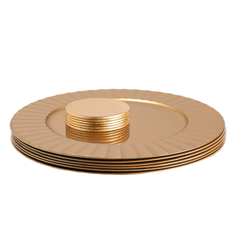 Other Solid Colour Round Placemat And Coaster Set, Gold
