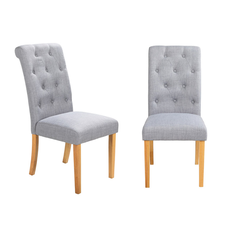 Elissa 48cm H Upholstered Side Chair, Grey, Oak