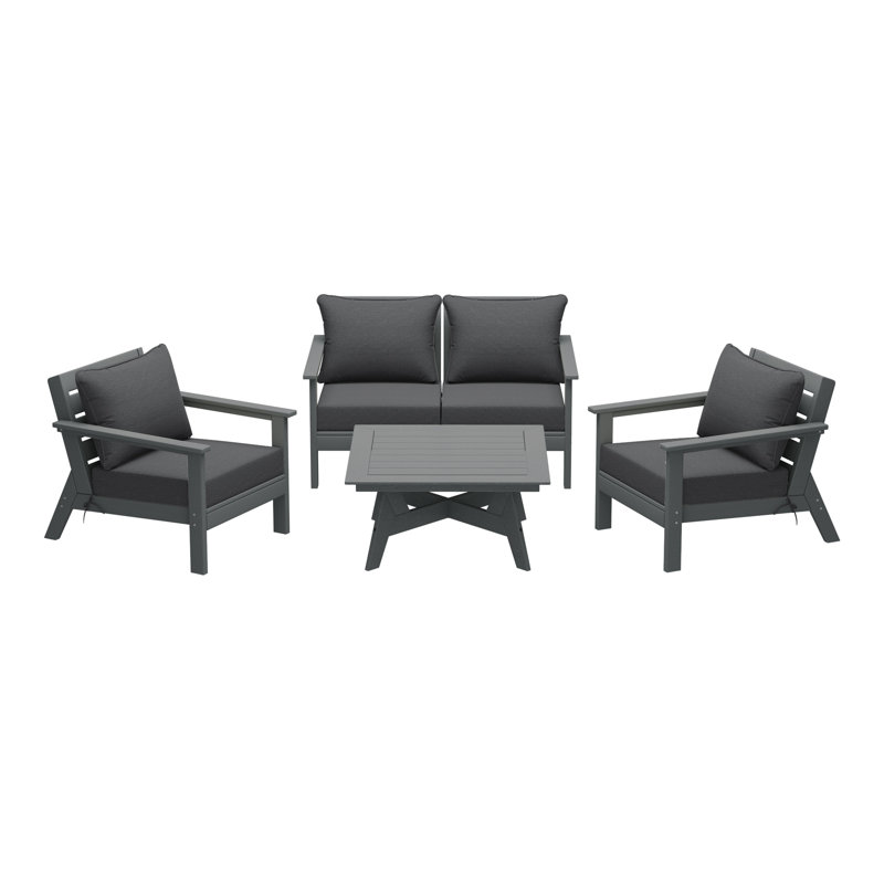 5-Piece Deep Seating Set, Gray, Gray