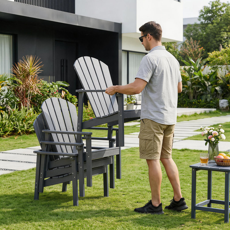 Abdinour Outdoor Adirondack Set, Gray