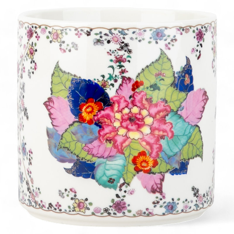 Porcelain Round Planter Pot Tobacco Leaf