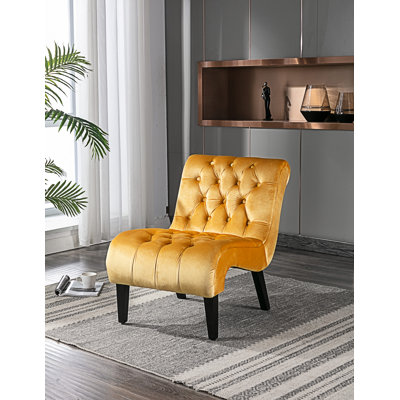 Chaise de salon en velours sans accoudoirs