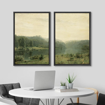 «Forest Lake Vintage», reproduction sur toile encadrée 2 pièces