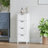 Bathroom Floor Cabinet With 4 Drawers, Freestanding Wooden Storage Organizer For Bathroom, Hallway Or Living Room, Narrow White Side Cabinet With Space-Saving Vertical Design, White