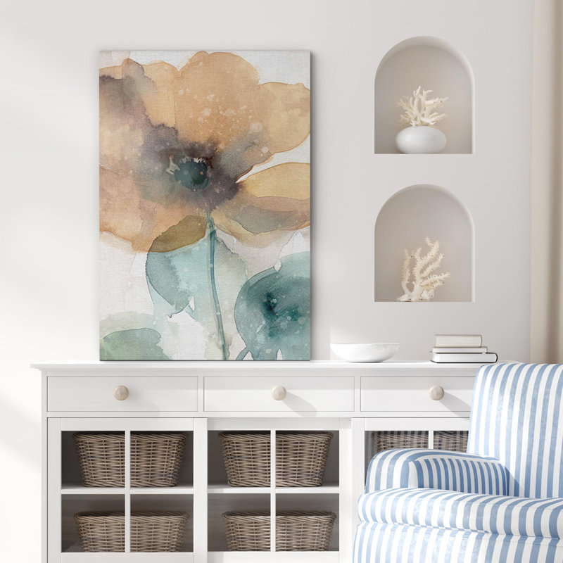 «Watercolor Yellow Green Flower Illustration» sur, Toile tendue, H 36 po x l 24 po