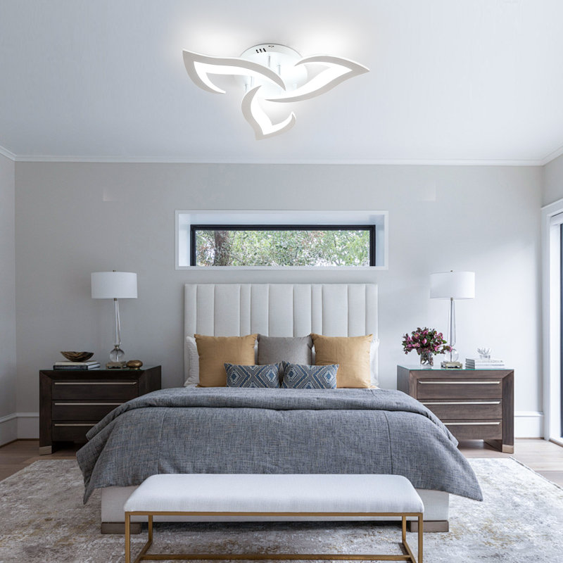 Brianie 33W 3-Head Led Flush Mount Ceiling Light, White, White Light 6500K