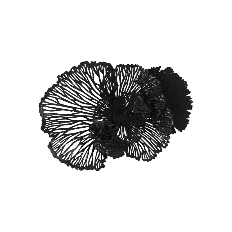 Medium Black Metal Flower Wall Art Decor