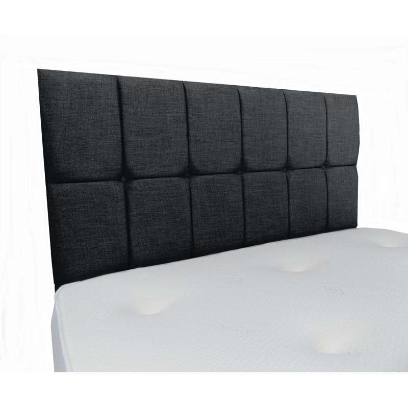 Fariz Upholstered Velvet Panel Headboard, Small Single (2'6), Charcoal, Naples Velvet