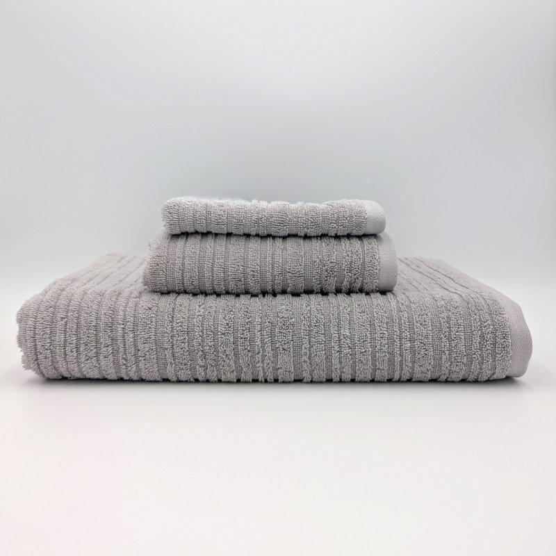 100% Cotton Washcloth and Hand Towel, Ciment