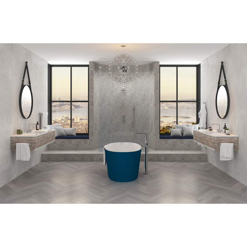 Ios 59.5" x 31.625" Freestanding Soaking Bathtub, Matte White
