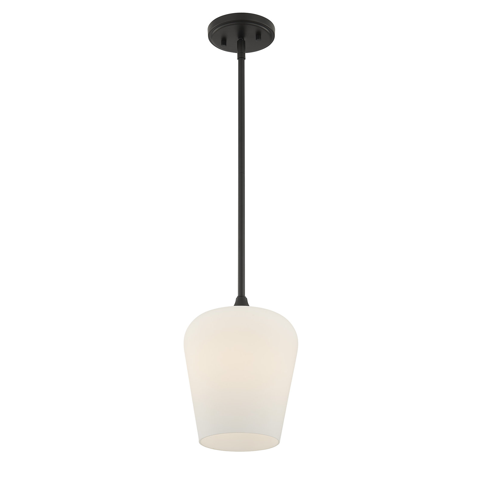Breena Single Light Glass Dimmable Pendant, Matte Black, White