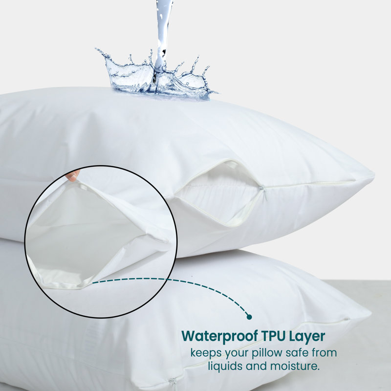 Waterproof Pillow Protectors With Zipper Decorative Pillow Covers, 4, Queen