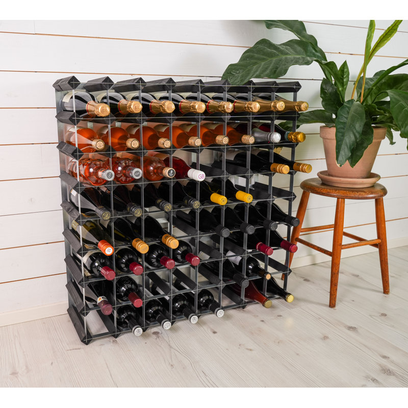Bohun 72 Bottle Solid Wood Standard Wine Bottle Rack Black, Black