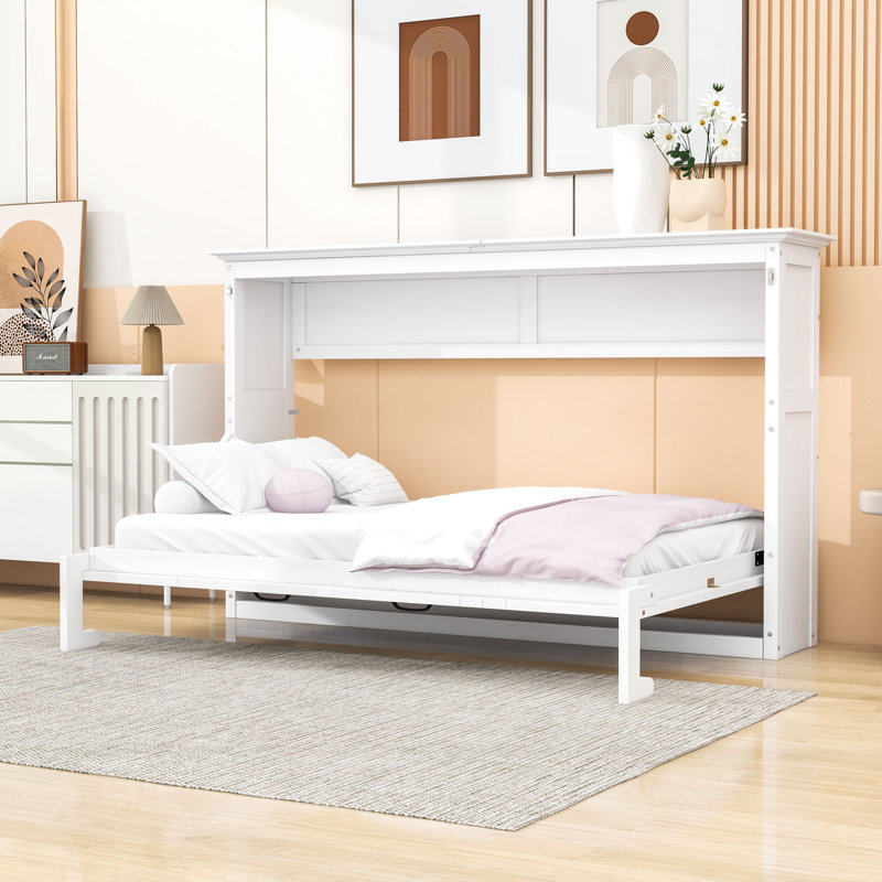 Lit escamotable, pliable dans une élégante armoire blanche, Lit simple, Blanc