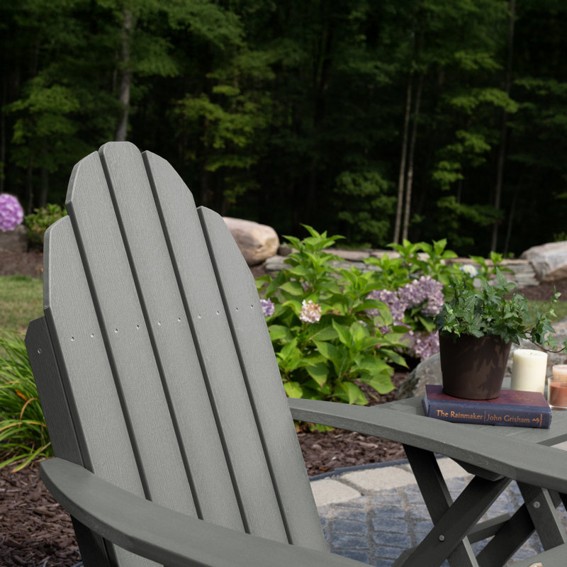 Chaise Adirondack en plastique avec repose-pieds Hinz, Teck côtier