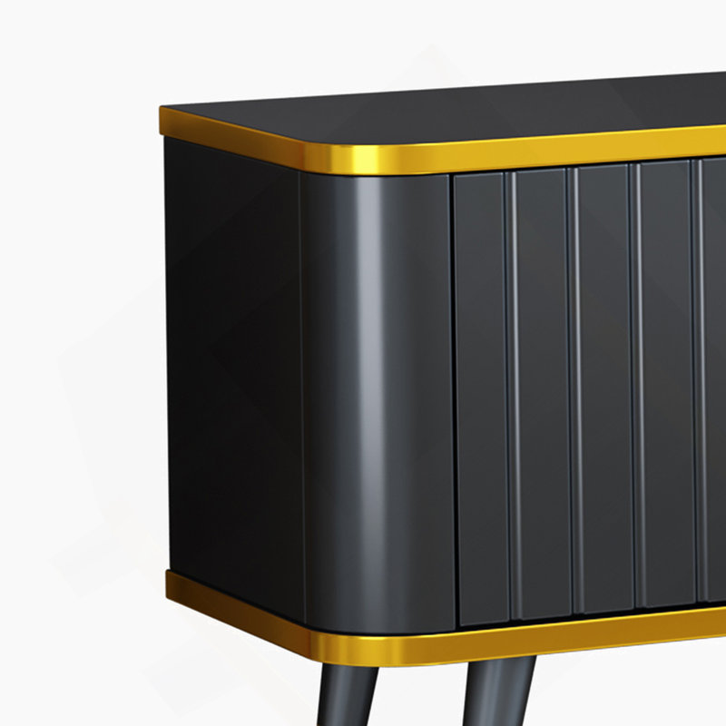 Meuble télé avec tablette de rangement ouverte, centre de divertissement avec armoires et tiroirs